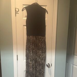 Tribal Black & Leopard Print Maxi Dress